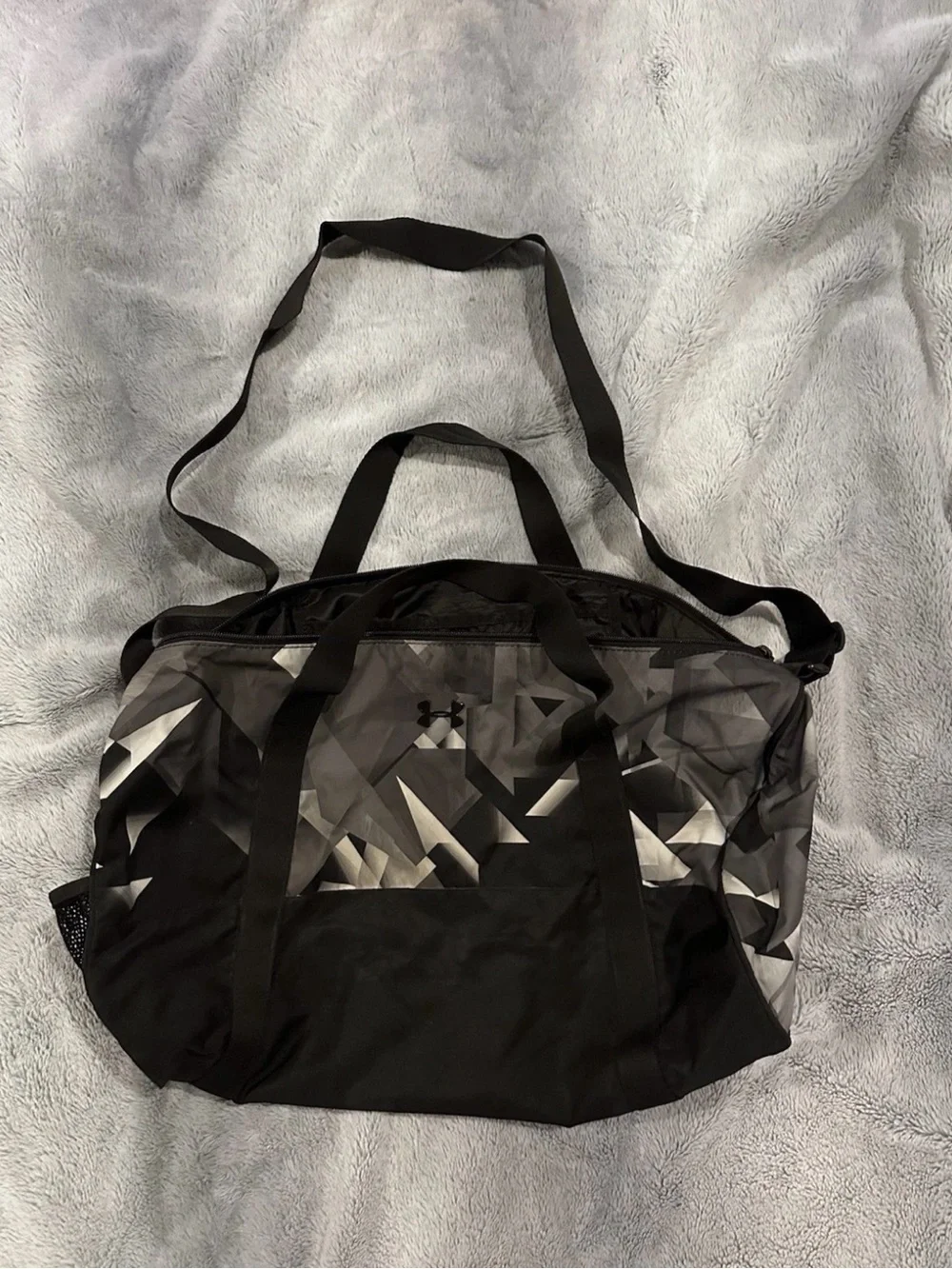 Under Armour Black and Gray Geometric Men's Duffel Bag Adjustable Strap